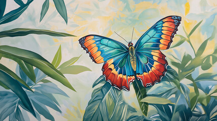 Beautiful and colorful Claudina Agrias butterfly with a beautiful background.