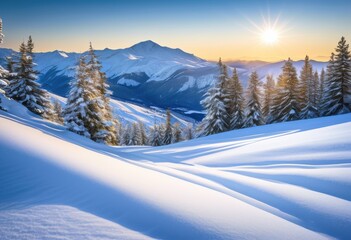 Obraz premium stunning snowy landscapes featuring pristine white majestic expansive clear skies serene natural environment, alpine, beauty, breathtaking, charm, clarity