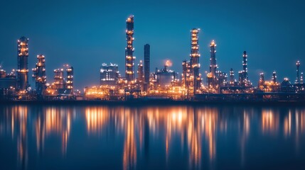 Petrochemical plant industrial area equipment building landscape : Generative AI