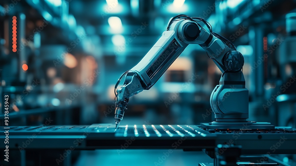 Poster MLP Advanced robot arm system for digital industry and factory robotic technology Automation manufacturing robot controlled by industry engineering using IOT software connected to inte : Generative AI
