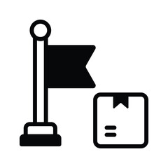 Flag with parcel box, parcel destination premium icon design