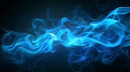 Obraz premium Abstract dark background with blue flame, neon fire.
