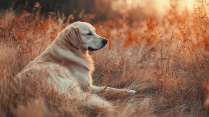Fototapeta premium a dog in the grass 