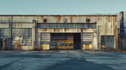 Obraz premium Large heavy industrial factory building exterior : Generative AI