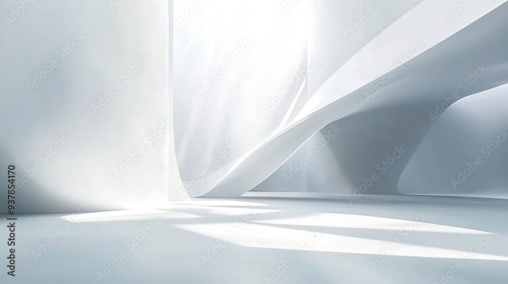 Canvas Prints Clean abstract white background with geometric light design elements, copy space