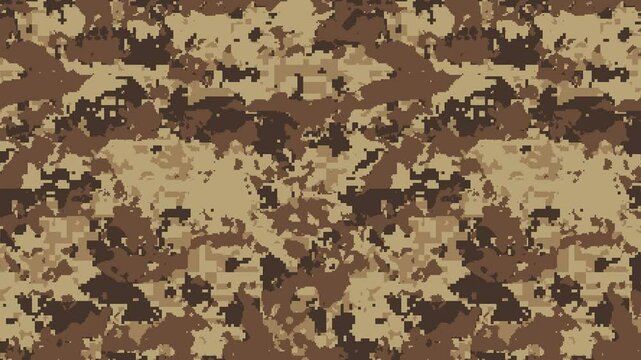 Military pixel flecktarn camouflage illustration seamless pattern arid desert camo square texture banner illustration wallpaper animation