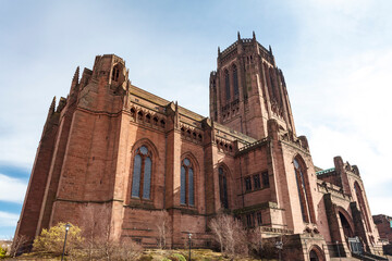 Fototapeta premium Exterior of the Anglican cathedral in Liverpool, England, United Kingdom, Europe