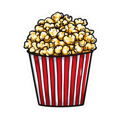 Popcorn ,Food images cartoon style that are easy to use, with background removed and ready to use.