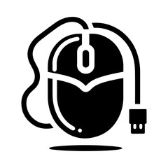 Black computer mouse vector icon