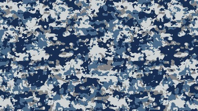 Military pixel flecktarn camouflage blue sea grey navy naval camo texture pattern horizontal banner illustration wallpaper