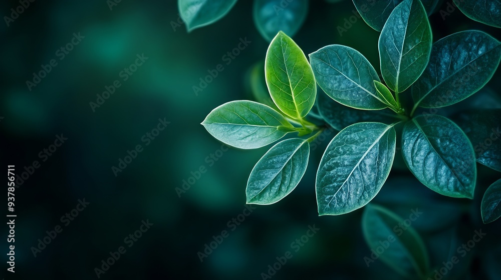 Poster blurred green leaf gradient nature background : generative ai