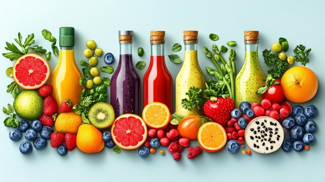 A healthy food, berryes and vegetable. Generative AI