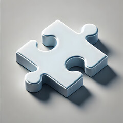 Obraz premium Single White Puzzle Piece on a Smooth Gray Surface