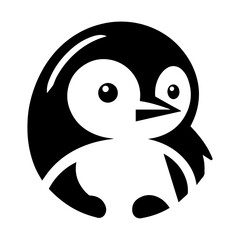 Black penguin head vector icon.