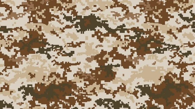 Military pixel flecktarn camouflage illustration seamless pattern arid desert camo square texture banner illustration wallpaper animation