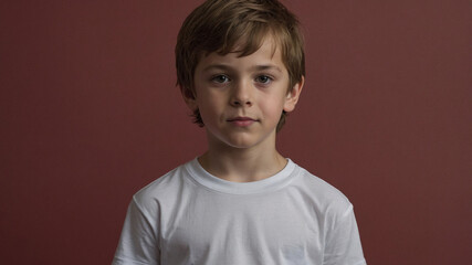 Portrait of a Boy Model Wear White Shirt Mockup