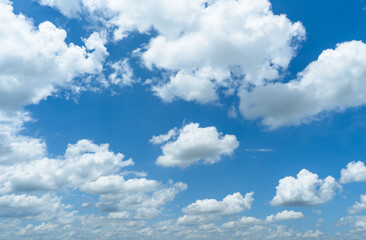 The sky is blue with many clouds