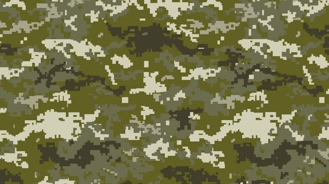 Military pixel flecktarn camouflage green grey woodland camo texture pattern horizontal banner illustration wallpaper