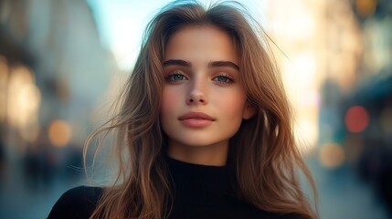 Obraz premium Fashion portrait of beautiful pretty model woman on urban background : Generative AI