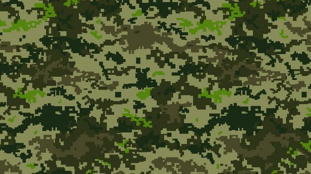 Military pixel flecktarn camouflage green grey woodland camo texture pattern horizontal banner illustration wallpaper