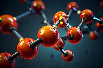  Detailed 3D representation of a molecule, highlighting its complex structure and atomic connections.
