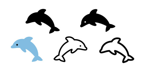Dolphin icon set. Vector isolated dolphin illustration.