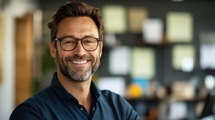 Obraz premium Smile confident and portrait of businessman in office with pride positive and professional attitude Happy career and male financial advisor from Canada at startup company for finance g : Generative AI