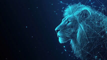 Polygonal lion cub figure with network connection style
