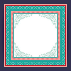 Square Floral Border Template with Elegant Patterns for Invitations and Festive Cards