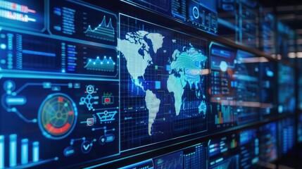 Digital Display Shows Cyber ​​Attack In Progress