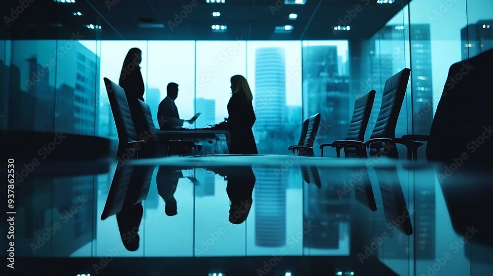 Poster meeting to present the finance executive business team discuss meetings to plan work investment proj