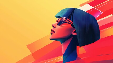 A captivating female android art piece, showcasing a fusion of modern design and whimsical textures in a chic flat style.