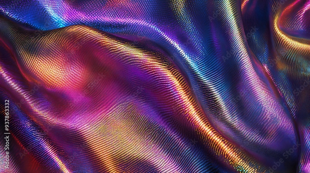 Poster processed collage of iridescent fabric trendy cloth holographic texture background for banner backdr