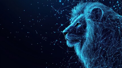 Polygonal lioness figure created from lines and shapes