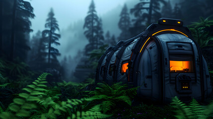 Advanced Camping Gear Futuristic Forest Drone