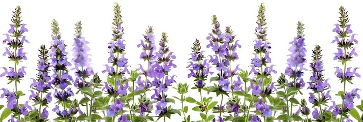 Naklejka premium A vibrant display of purple flowers in a natural setting, showcasing beauty and diversity in plant life.