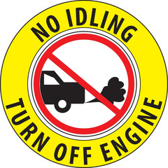 No idling please turn off your engine sticker sign vector.eps