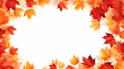 Autumn background with colored maple leaves framed