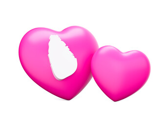Shiny Pink Hearts With White Map Of Sri Lanka Isolated On White Background 3d Illustration