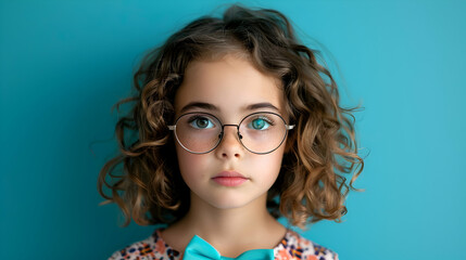 Obraz premium Young Girl Wearing Glasses And Bow Tie