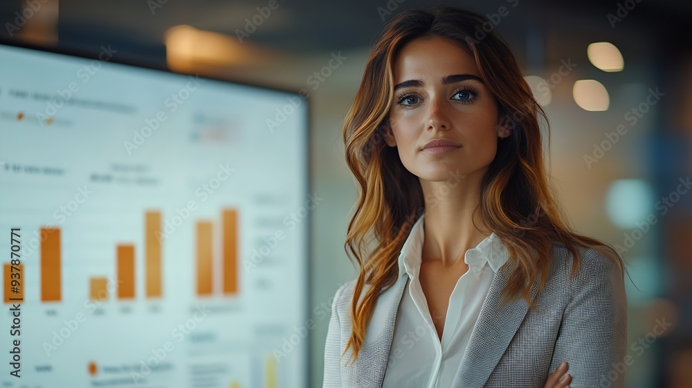 Poster woman business people and presentation on whiteboard in boardroom with ideas review or planning grou
