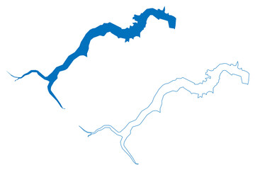 Lake Al-Rastan (Syrian Arab Republic, Syria) map vector illustration, scribble sketch Al Rastan Dam map