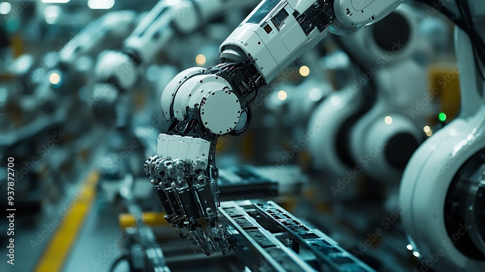 Poster xai smart industry robot arms for digital factory production technology showing automation manufactu