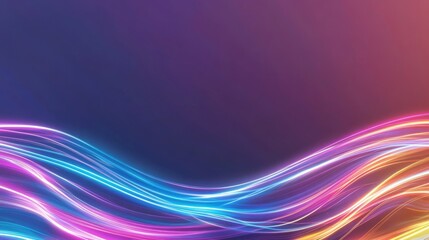 Fototapeta premium Dynamic Digital Waveforms and Particles on Neon Gradient Background for Business and Tech Presentations