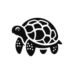 Black Vector Turtle Silhouette Capturing the Serenity and Strength of Nature's Ancient Marine Wanderer. 