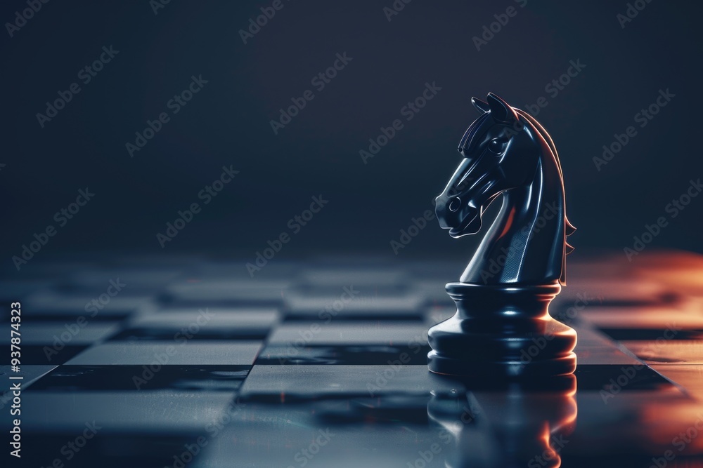 Poster a close-up shot of a single chess piece on a chess board, ideal for use in illustrations or designs 