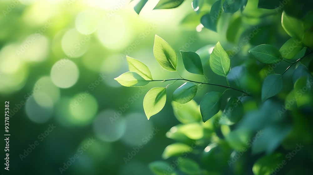 Aufkleber green blurred nature background out of focus : generative ai