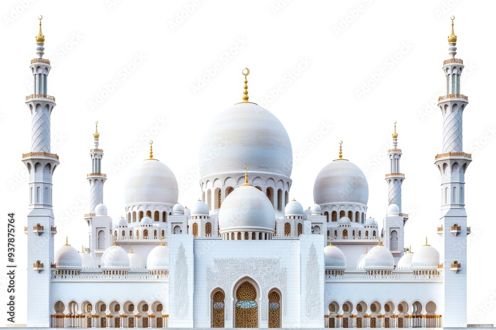 Poster A large white building with multiple white domes on the roof, often used as an architectural feature or background for cityscapes