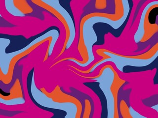 Abstract colorful marble background with swirling patterns in pink, blue, orange, and black. This vibrant and dynamic design is perfect for creating eye-catching graphics