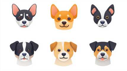 group of dogs, collection of dogs, stickers for a cute dog face, various dogs